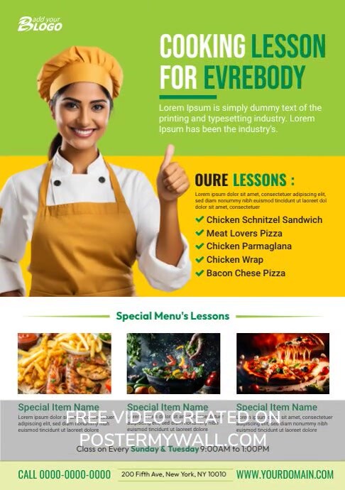 Modèle Cooking Lessons Flyer Template | PosterMyWall