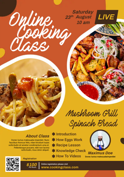 Cooking Lessons Flyer Template | PosterMyWall
