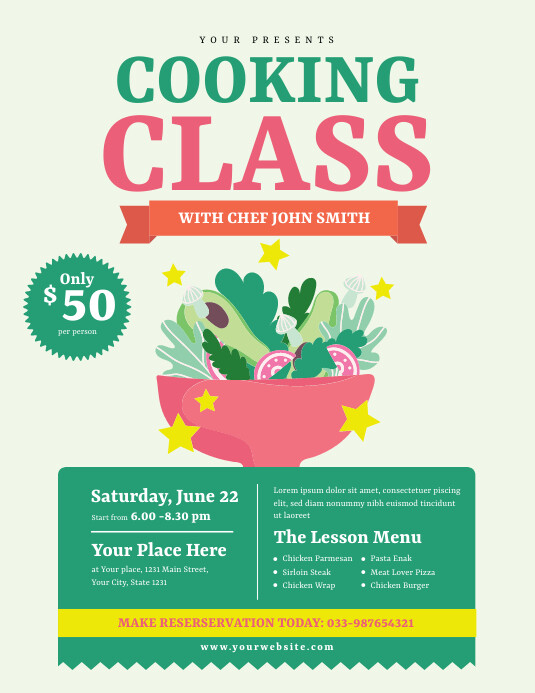 Cooking Lessons Flyer Template | PosterMyWall