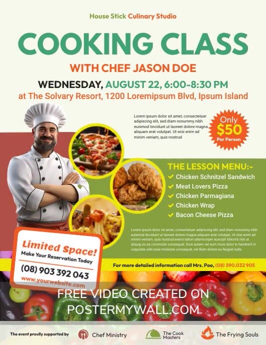 Cooking Lessons Flyer Template | PosterMyWall