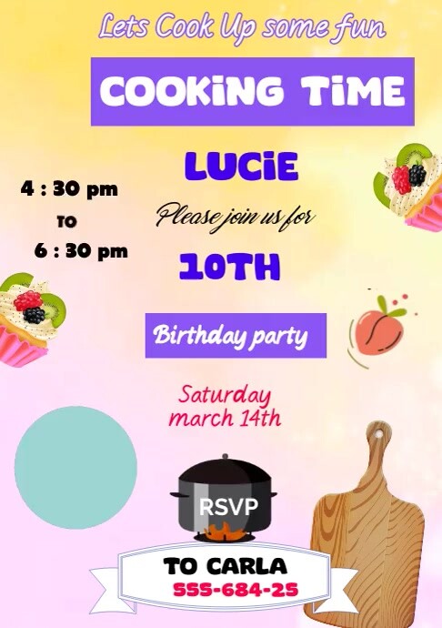 Baking and cooking invitation party invitation เทมเพลต | PosterMyWall