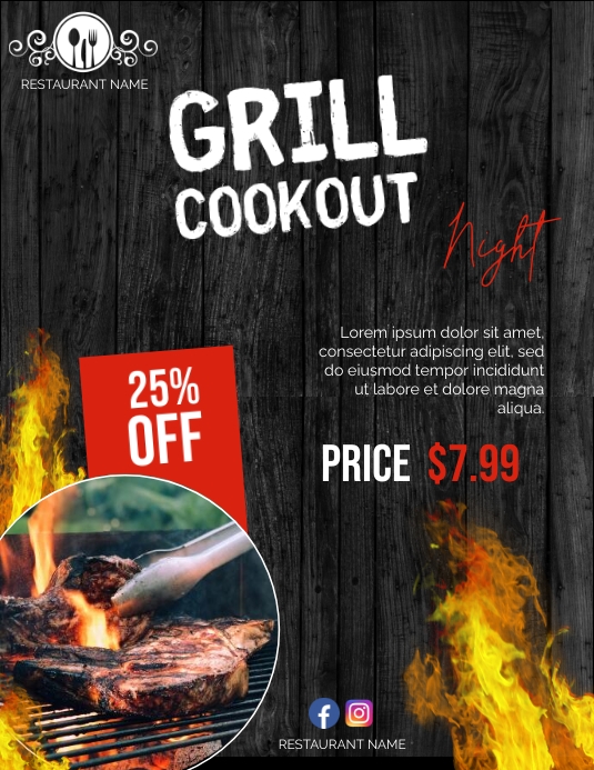 Cookout flyer ใบปลิว (US Letter) template