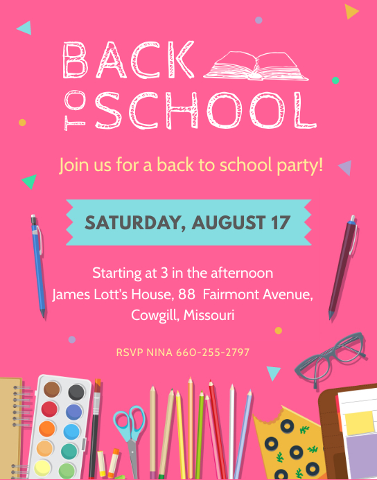 Back To School Party Flyer Template