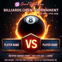 Cool Billiards Tournament Ad Flyer Сообщение Instagram template