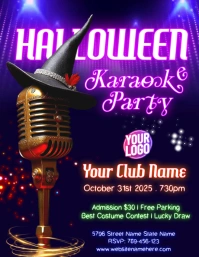 Cool Halloween Karaoke Night Party Poster Volantino (US Letter) template