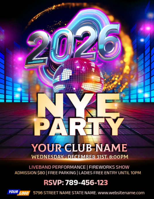 Plantilla de Cool New Year Eve 2026 Party Flyer | PosterMyWall