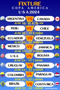 Copa America 2024 match schedule Pinterest Graphic template