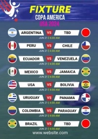 Copa America Group Fixture A4 template