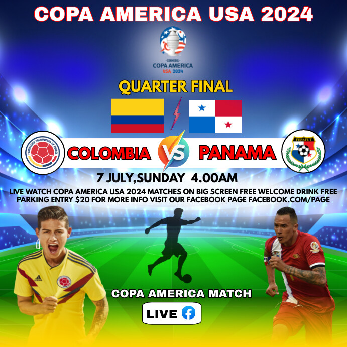 Copa America usa 2024 quarter final colombia Publicação no Instagram template