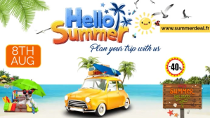 White Summer Travel Digital Display Template