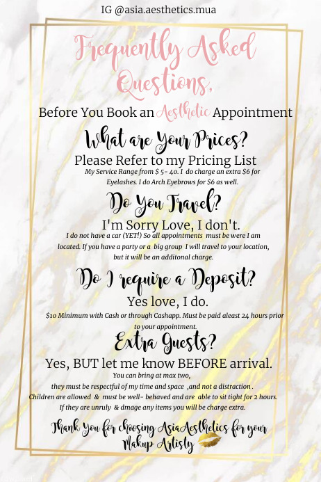 AsiaAesthetic Appointment Templete Cartel de 4 × 6 pulg. template