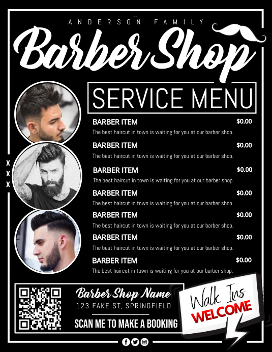 Barber Shop Service Menu Poster Template PosterMyWall