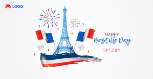 White Bastille Day Celebration Facebook-annonce Template