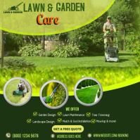 Green Lawn and Garden Care Persegi Template