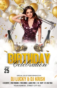 Birthday party flyer template Media Página Ancho