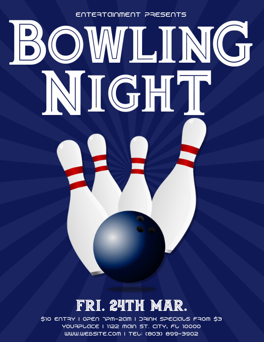 Bowling Ulotka (US Letter) template