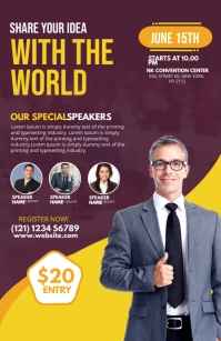 Yellow Business Conference Flyer Half Page Wide template