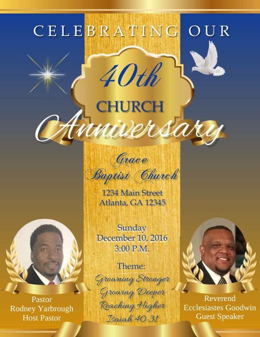 Church Anniversary Ulotka (US Letter) template