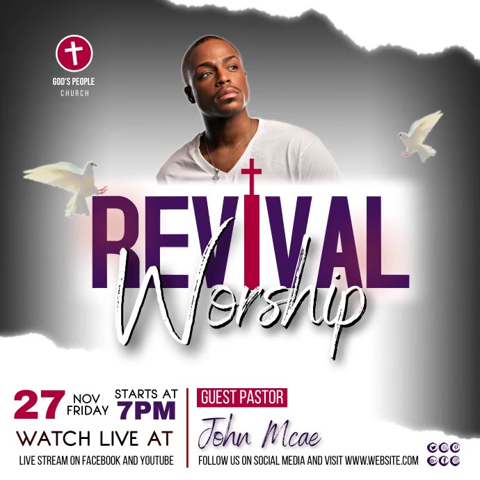 church revival ad service design temp Instagram 帖子 template