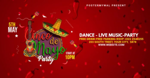 สีแดง Cinco de Mayo Party Facebook Shared Image Template