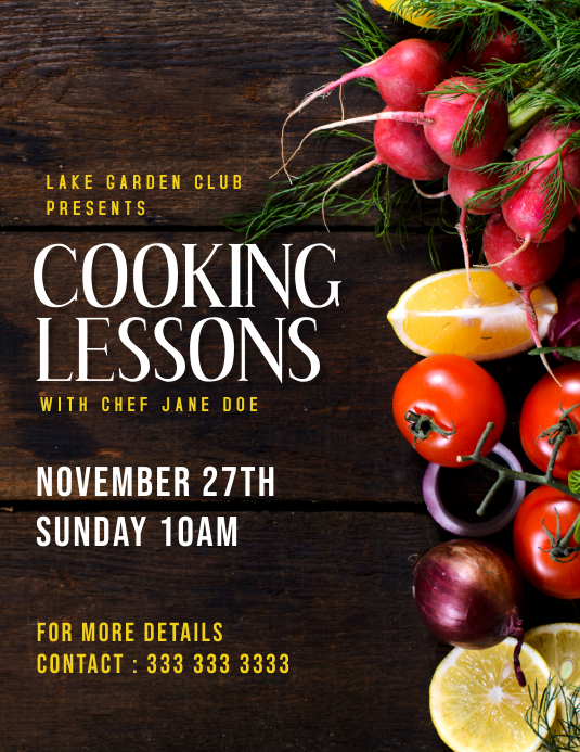 Copy Of Cooking Class Templat Postermywall