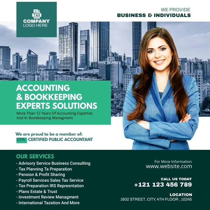 Accounting & Bookkeeping Serv Instagram Post template
