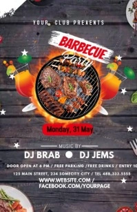 Grey and White Barbecue Party Template Half Page Wide