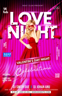 Valentine's Day Flyer Demi-page de format Wide template