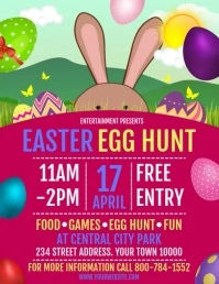 Red Celebration Easter Egg Hunt Video Flyer (US-Letter) template