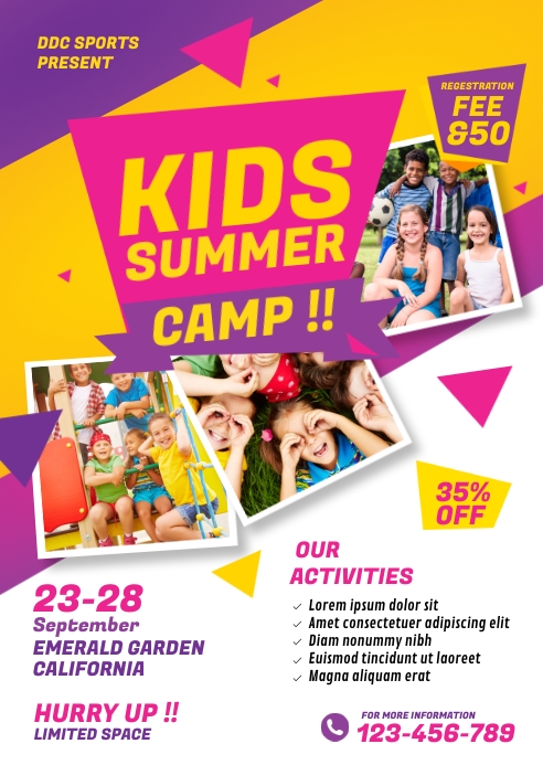 Effective Example Ad Camp Kids Summer Camp advert Template | PosterMyWall