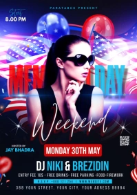 Memorial Day Weekend Party Fl A5 template