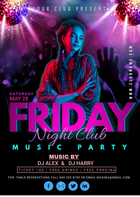 NIGHT CLUB PARTY A6 template