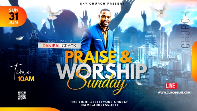 Praise & Worship Conference t Ekran reklamowy (16:9) template