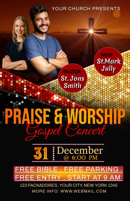 Praise & worship Half Page Wide template