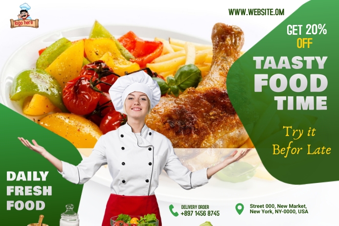 Restaurant ads Banner 4' × 6' template