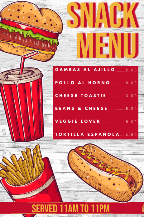 Snack Menu Design Template | PosterMyWall
