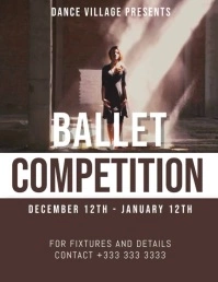 Brown and White Ballet Competition Video Template Flyer (US-Letter)