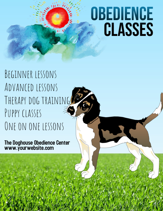 dog training obedience classes flyer Folder (US Letter) template