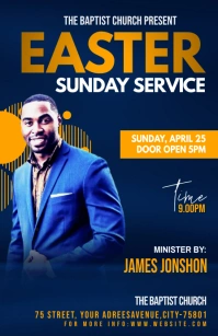 Easter Sunday Service Flyer Half Page Wide template