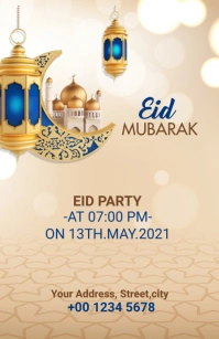 Eid Mubarak Eid party banner Half Page Wide template