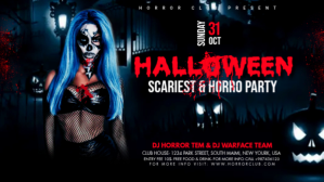 Zwart Halloween Party Facebook-covervideo Template