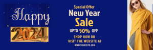 Blå New Year Sale Twitter-header Template