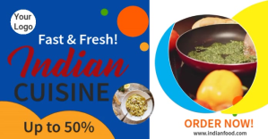 Blue Indian Cuisine Promotion Facebook Shared Image Template