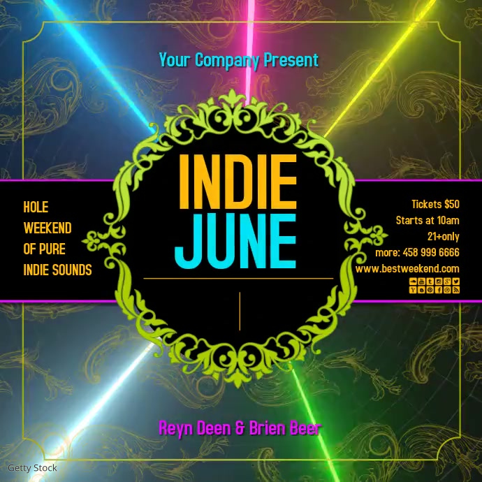 indie june2insta video animation Instagram Post template