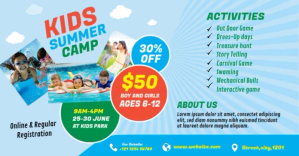Kids Summer Camp advert Imagen Compartida en Facebook template