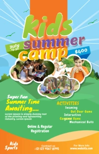 Kids Summer Camp Flyer Halbe Seite breit template