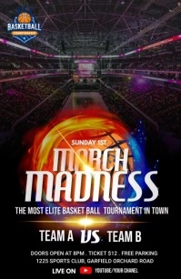 March Madness - Basketball Flyer Temp Half Page Wide template