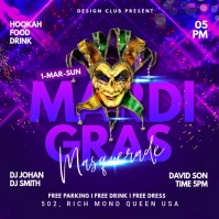 Mardi Gras party Flyer Квадрат (1 : 1) template