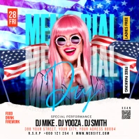 Memorial Day Weekend Party Flyer Quadrado (1:1) template