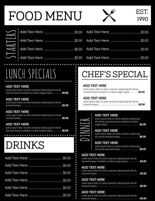 Menu Copy Format Copy of Copy of Menu | PosterMyWall